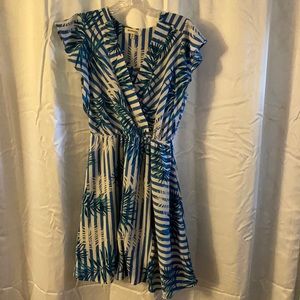 Blue and white A line mini dress